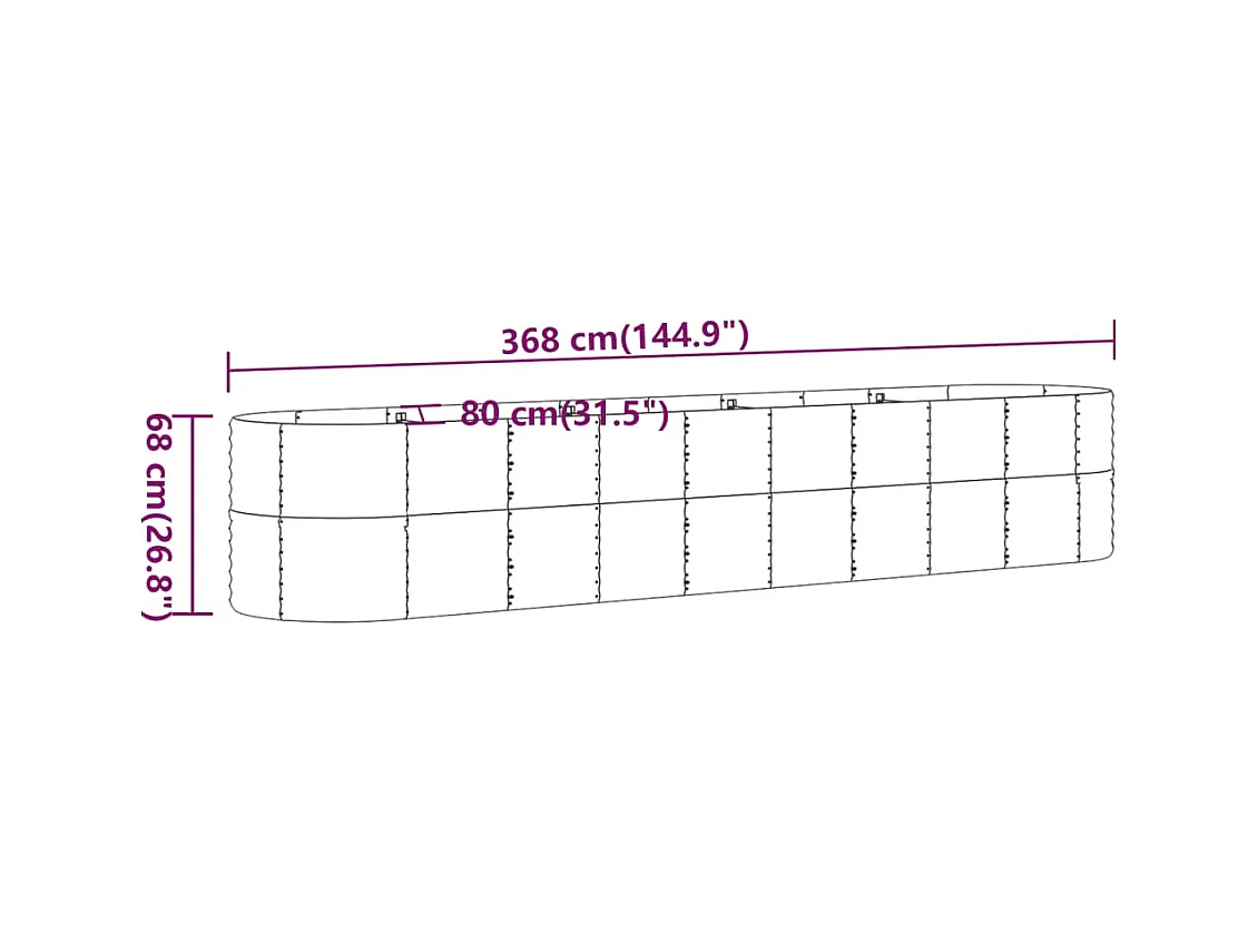 Jardinière bac lit surélevé 368 x 80 x 68 cm 02_0039645