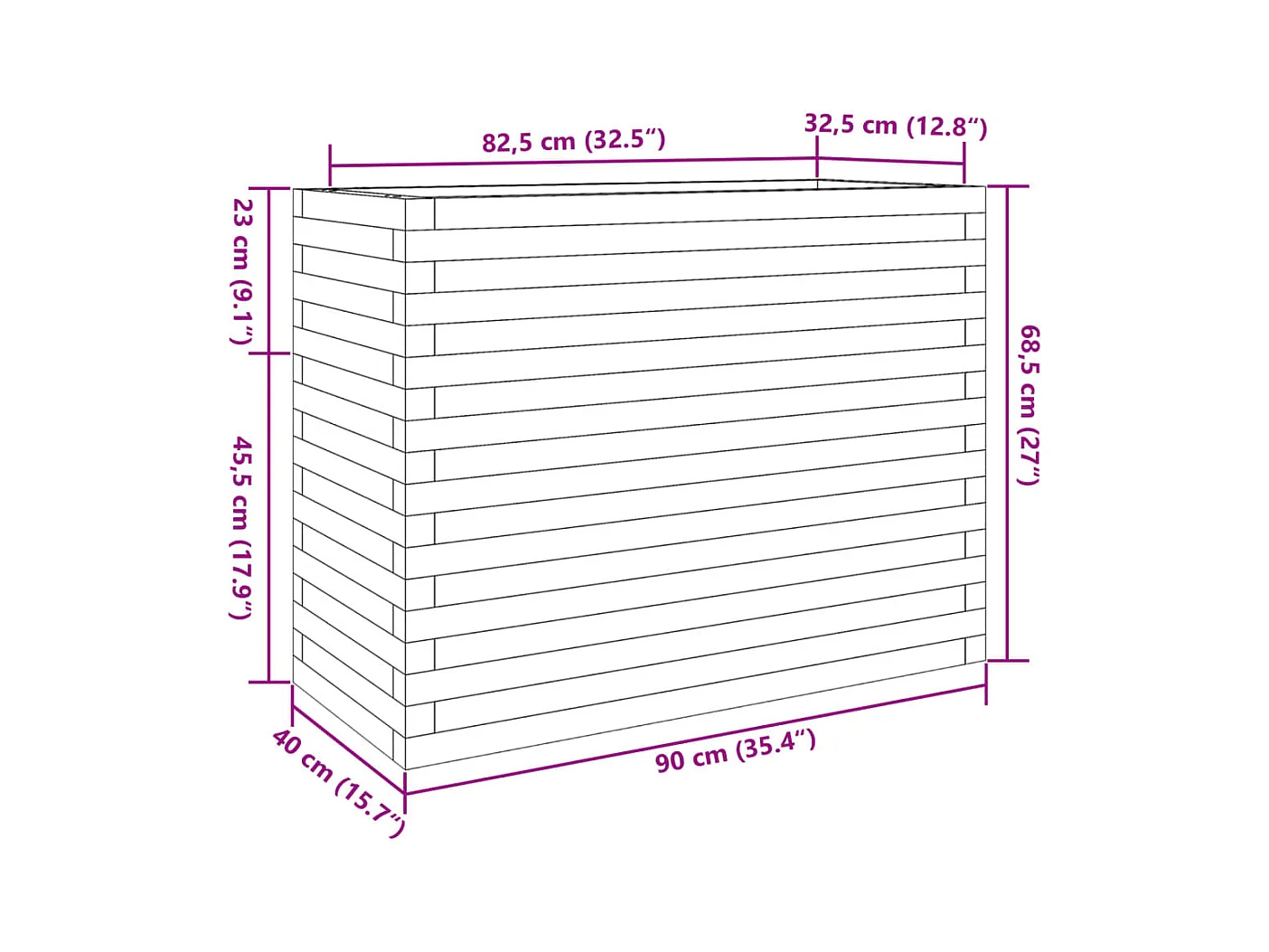 Jardinière bac lit surélevé bois blanche 90 x 40 x 68.5 cm 02_0037992