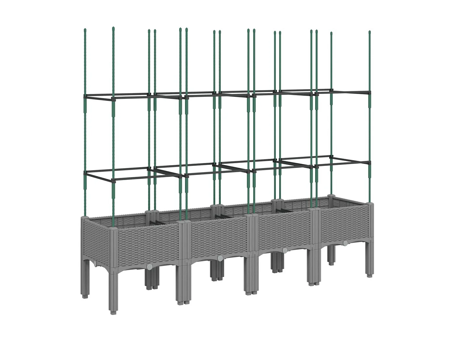Vassoio per fioriera aiuola rialzata piante fiori terrazza giardino con traliccio leggero 160 x 40 x 142,5 cm PP grigio 02_0038352