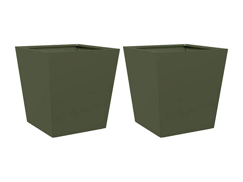 Macetero bancal elevado plantas flores jardín terrazas juego de 2 oliva 40 x 40 x 40 cm verde acero 02_0039083