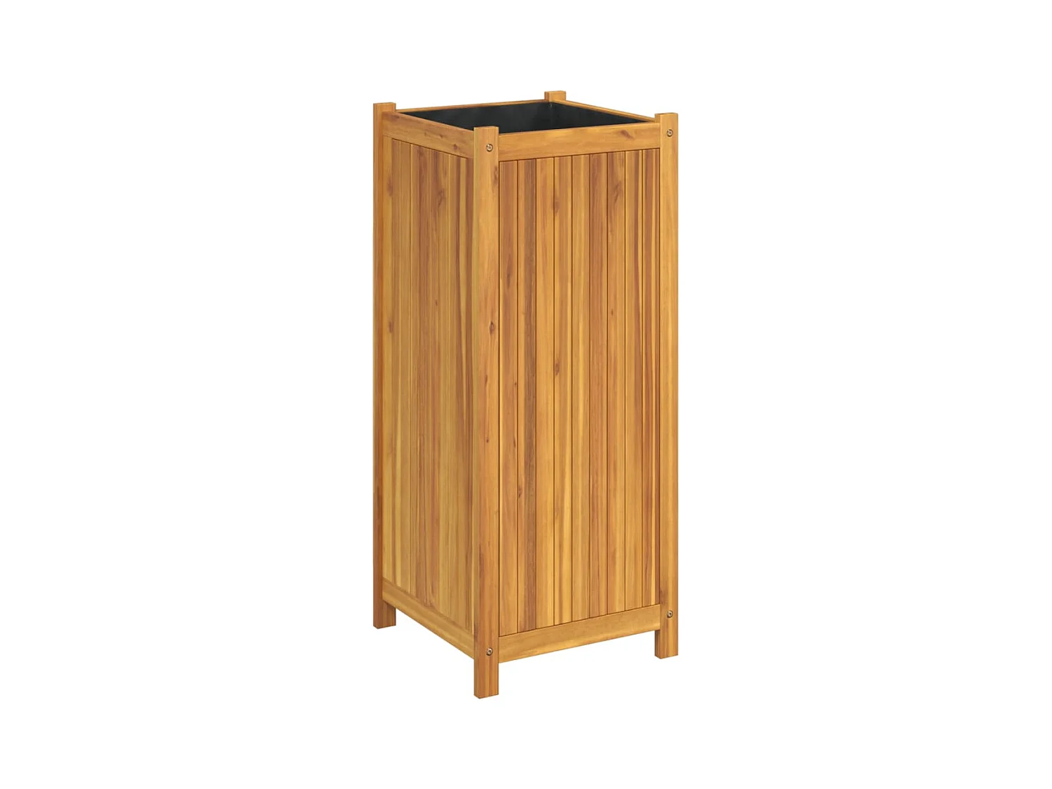 Fioriera aiuola rialzata vassoio piante fiori terrazza giardino con fodera 42 x 42 x 100 cm legno massello di acacia marrone 02_0038132