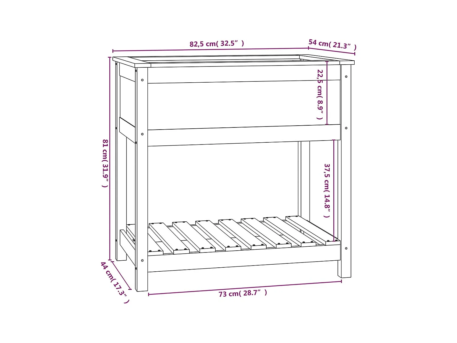 Jardinière bac lit surélevé bois marron 82.5 x 54 x 81 cm 02_0038407