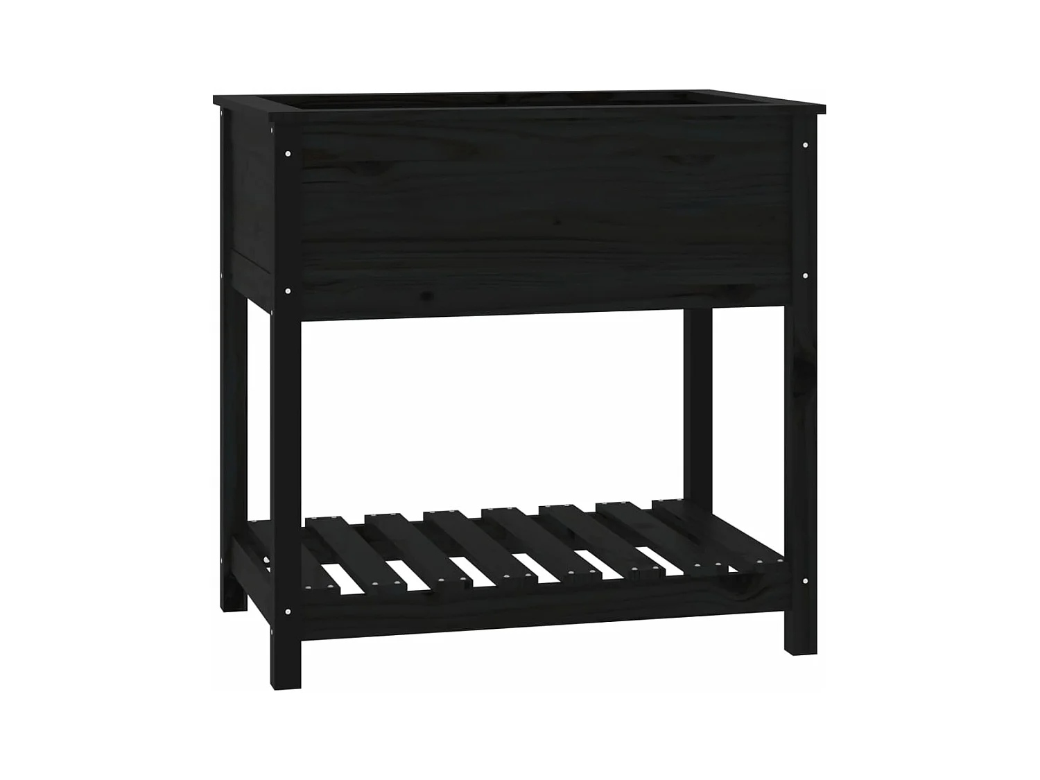Vassoio per fioriera aiuola rialzata piante fiori terrazza giardino con ripiano 82,5 x 54 x 81 cm legno massello di pino nero 02_0038407
