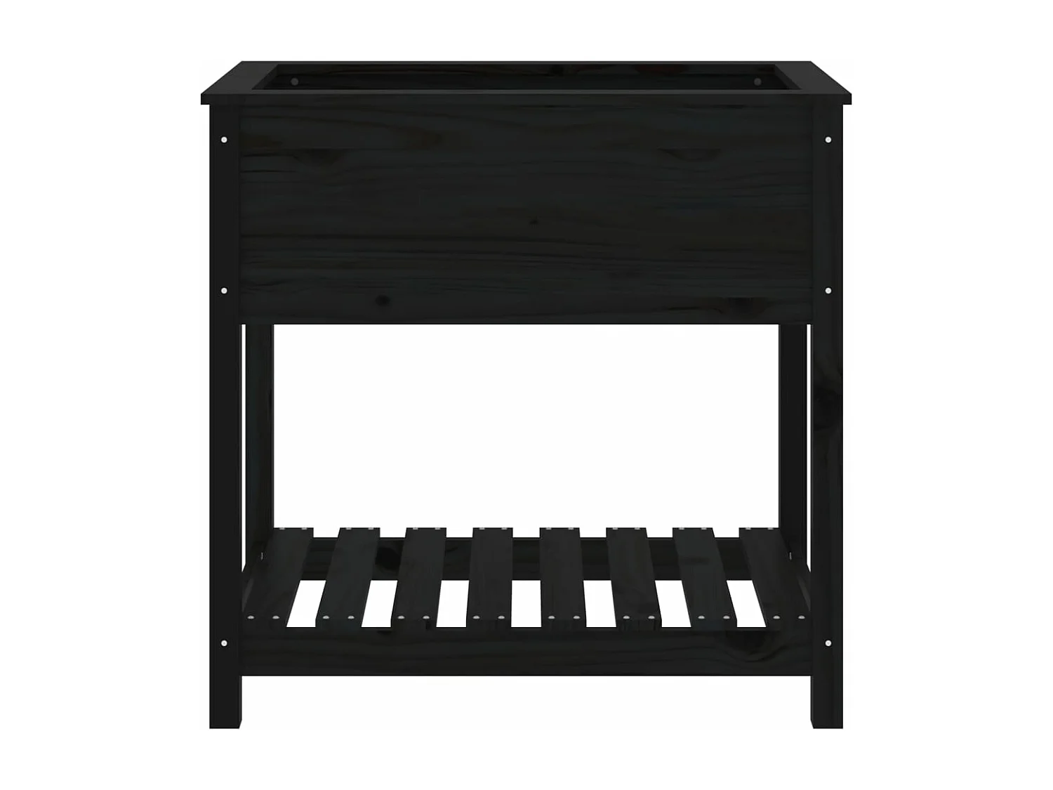 Vassoio per fioriera aiuola rialzata piante fiori terrazza giardino con ripiano 82,5 x 54 x 81 cm legno massello di pino nero 02_0038407