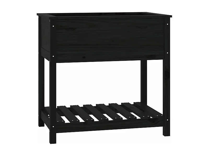 Vassoio per fioriera aiuola rialzata piante fiori terrazza giardino con ripiano 82,5 x 54 x 81 cm legno massello di pino nero 02_0038407