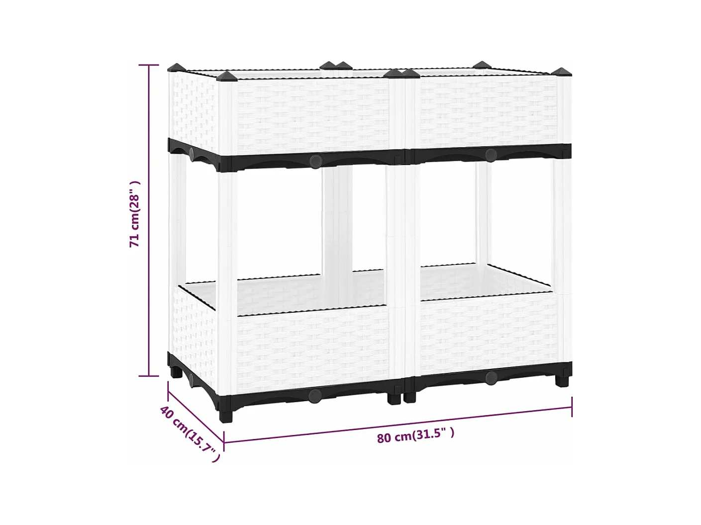 Jardinière bac lit surélevé grise 80 x 40 x 71 cm 02_0039242