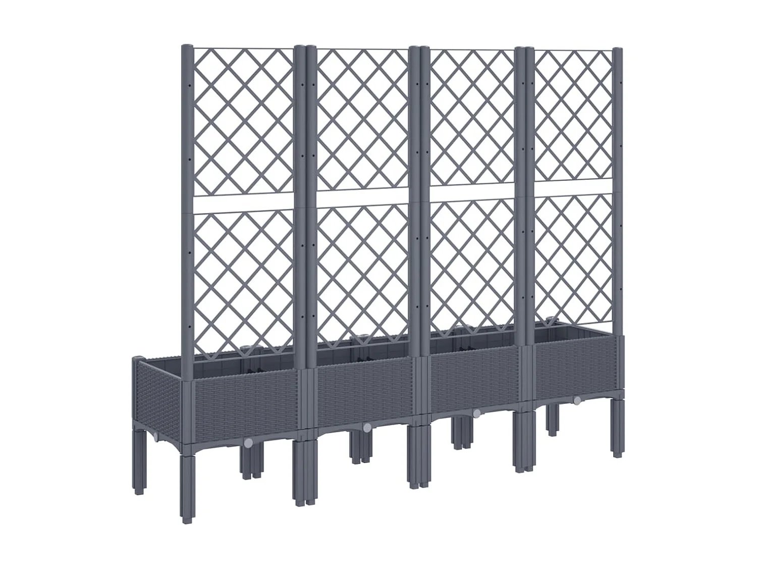 Vaso per fioriera aiuola rialzata piante fiori terrazza giardino con traliccio 160 x 40 x 142 cm PP grigio 02_0038267