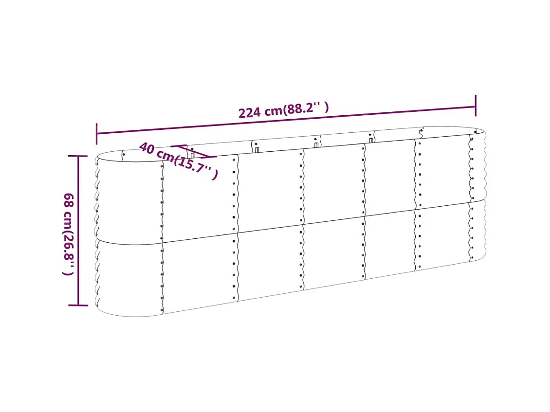 Jardinière bac lit surélevé marron 224 x 40 x 68 cm 02_0039552