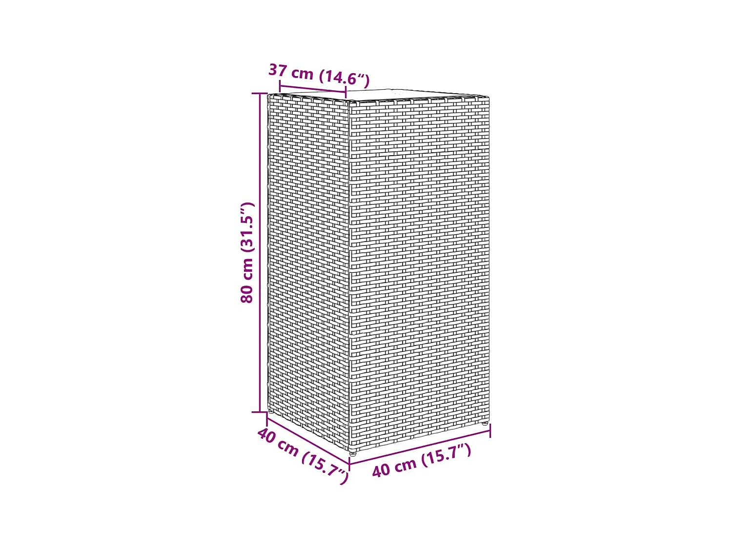 Fioriera rialzata per giardino terrazza 40 x 40 x 80 cm in resina intrecciata marrone 02_0037587