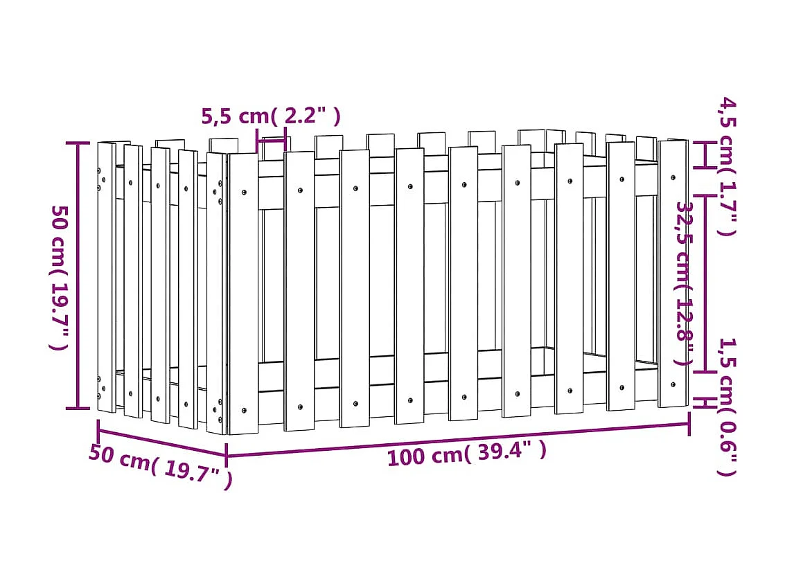 Jardinière bac lit surélevé bois marron 100 x 50 x 50 cm 02_0039818