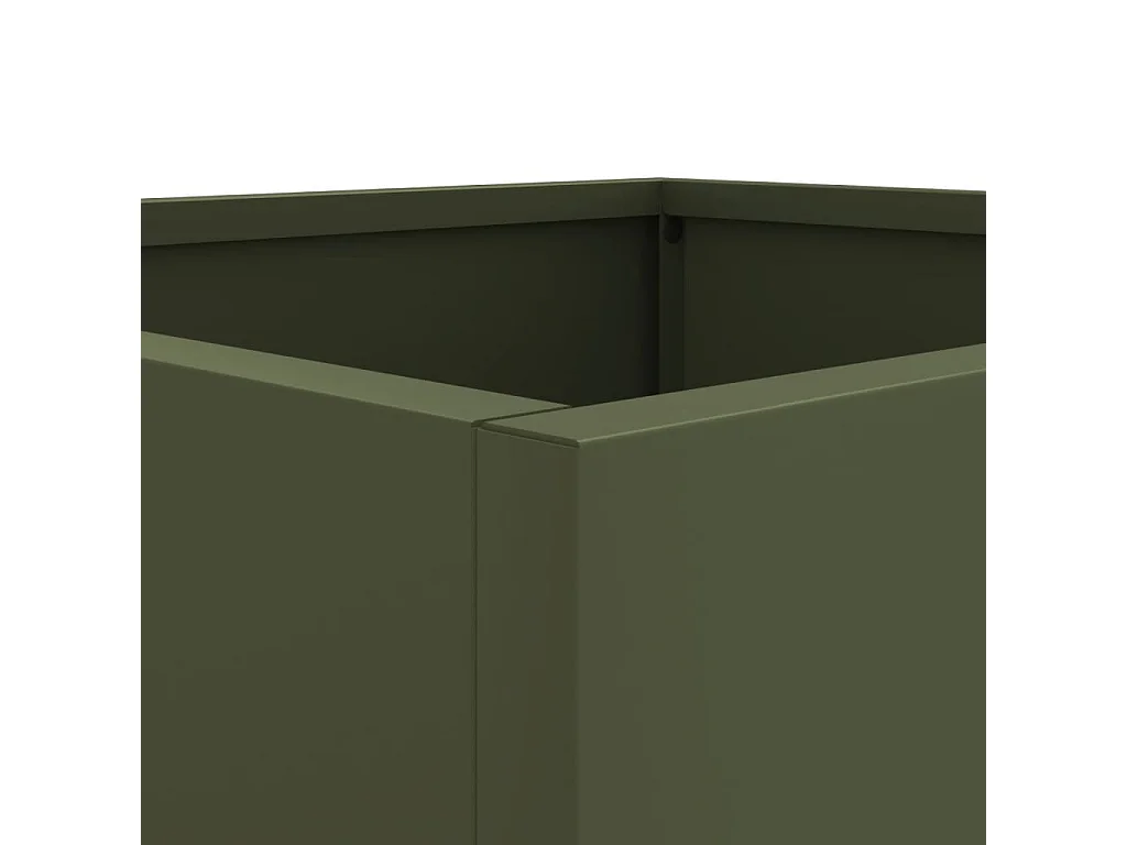 Canteiro/jardineira elevada na cor verde-oliva para plantas flores e pátios 49 x 47 x 46 cm aço verde 02_0038701