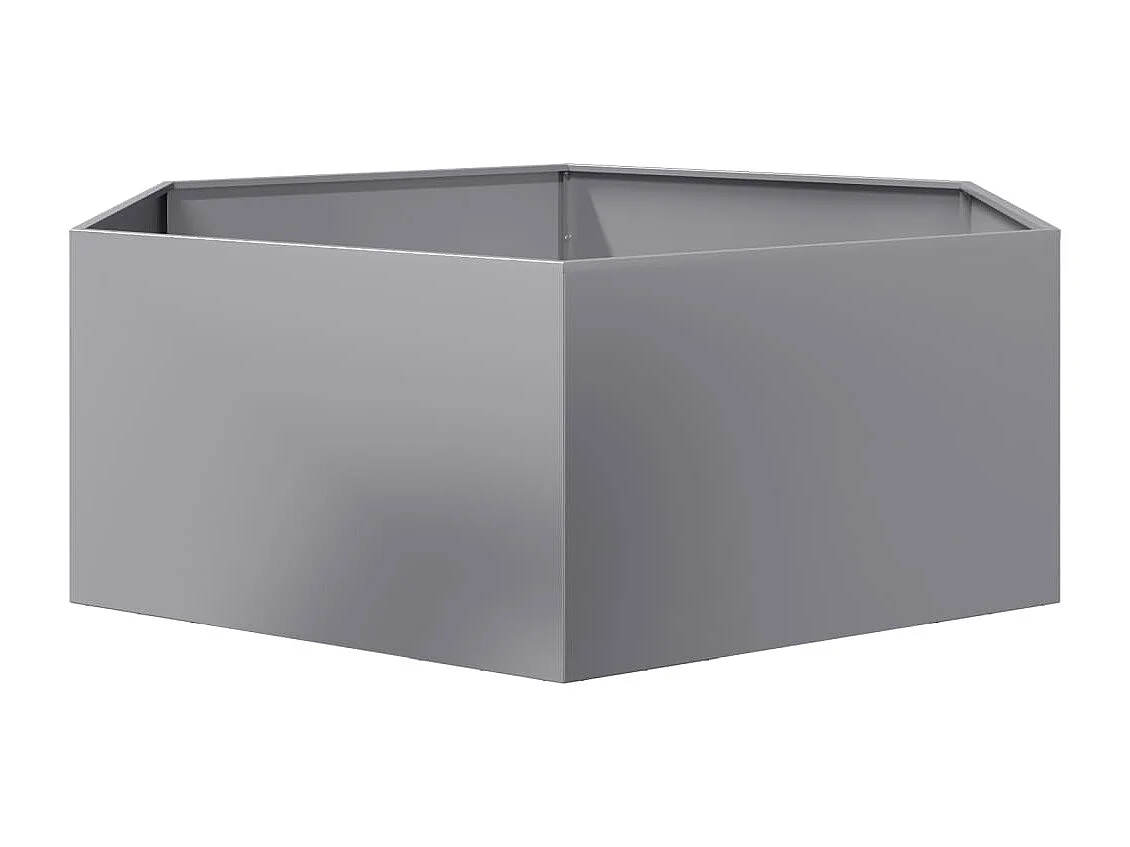 Fioriera aiuola rialzata vassoio piante fiori terrazzo giardino esagono 138 x 120 x 45 cm acciaio zincato Argento 02_0038640