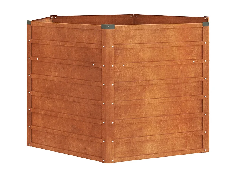 Macetero bancal elevado plantas flores terraza jardín oxidado 129 x 129 x 77 cm acero corten marrón 02_0039861