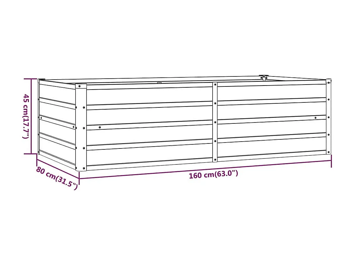 Macetero bancal elevado plantas flores terraza jardín oxidado 160 x 80 x 45 cm acero corten marrón 02_0039864