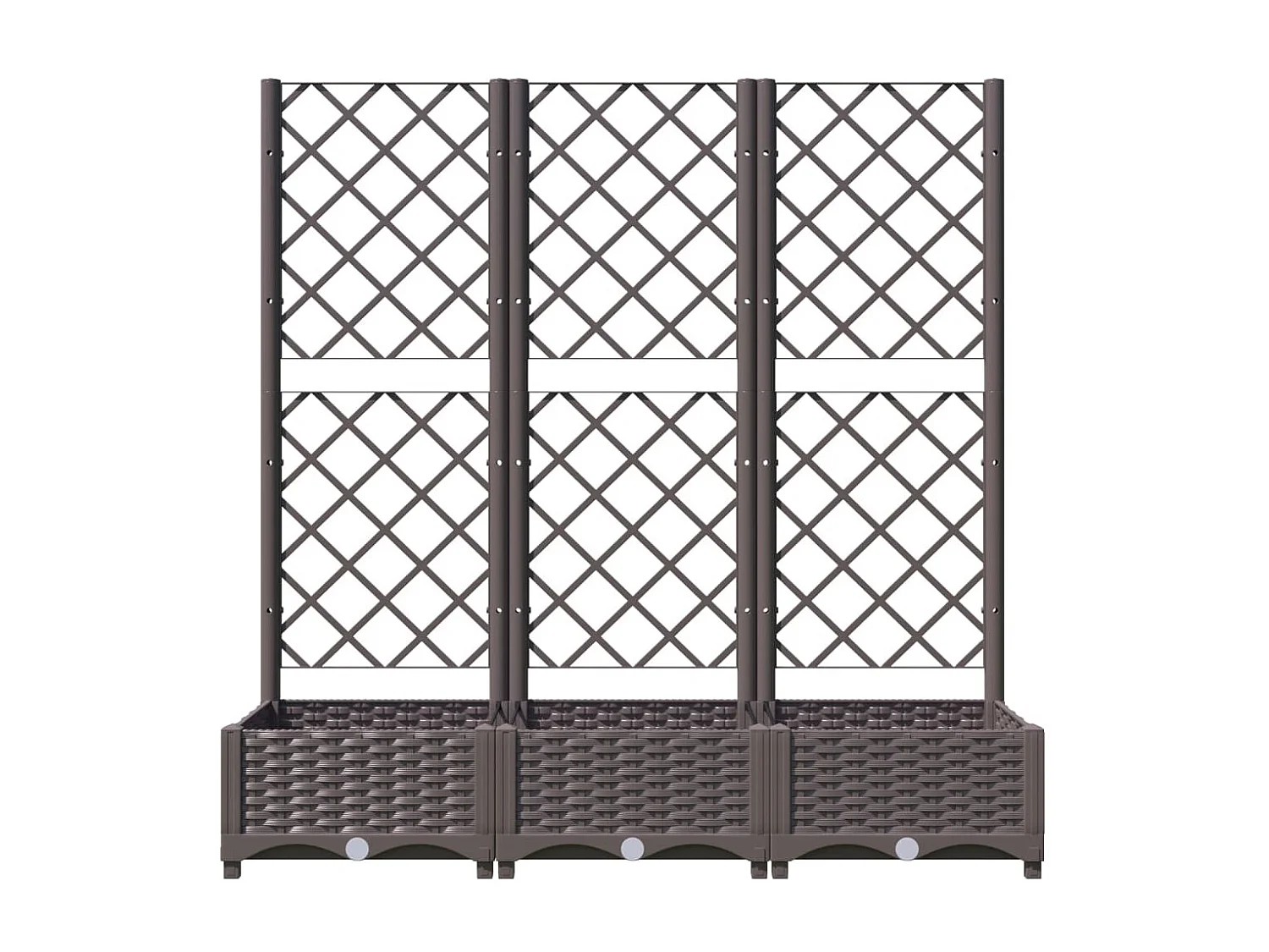 Vassoio per fioriera aiuola rialzata piante fiori terrazza giardino con traliccio 120 x 40 x 121,5 cm PP marrone 02_0038232