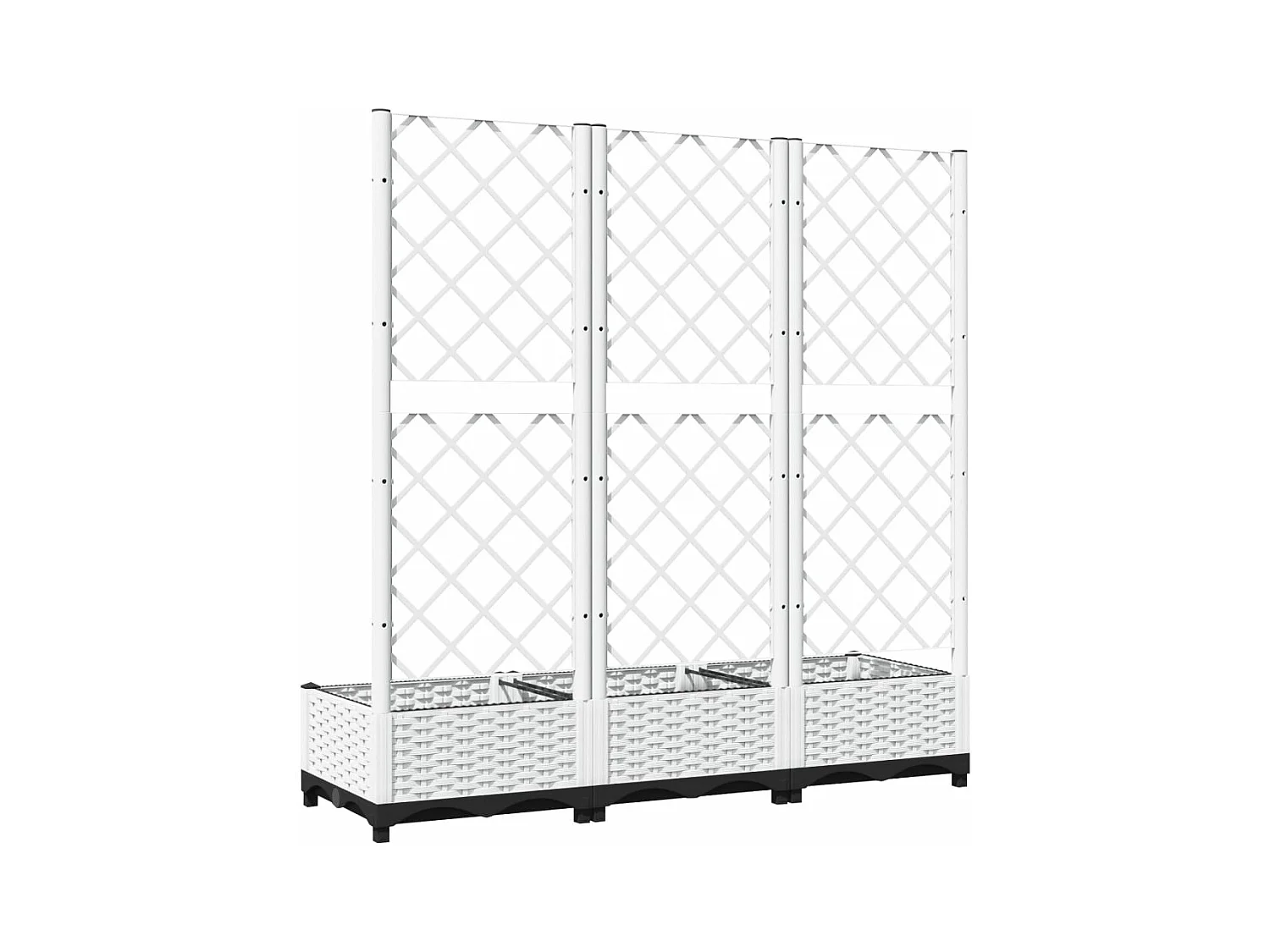 Fioriera aiuola rialzata vassoio piante fiori terrazza giardino con traliccio 120 x 40 x 121,5 cm PP bianco 02_0038230