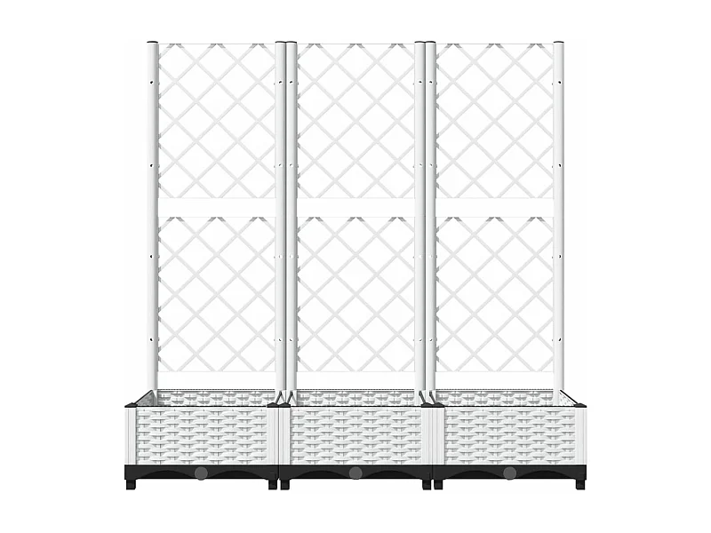 Bandeja de canteiro elevada plantas flores terraço jardim com treliça 120 x 40 x 121,5 cm PP branco 02_0038230