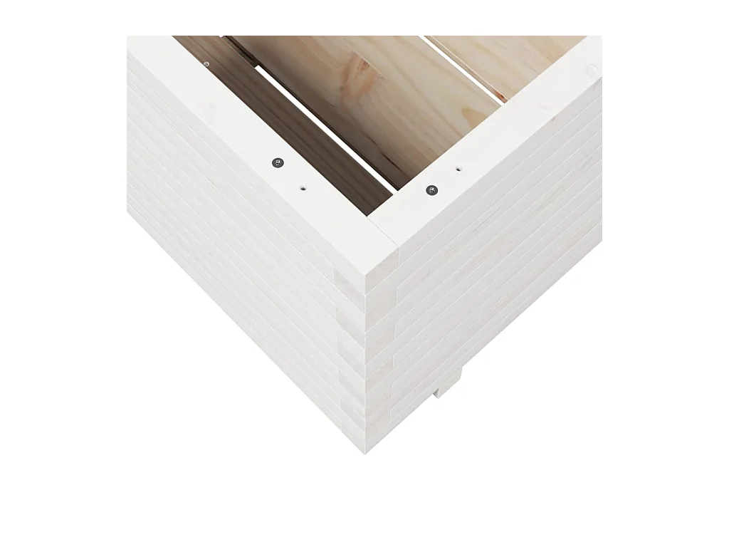 Jardinière bac lit surélevé bois blanche 80 x 80 x 49.5 cm 02_0037920