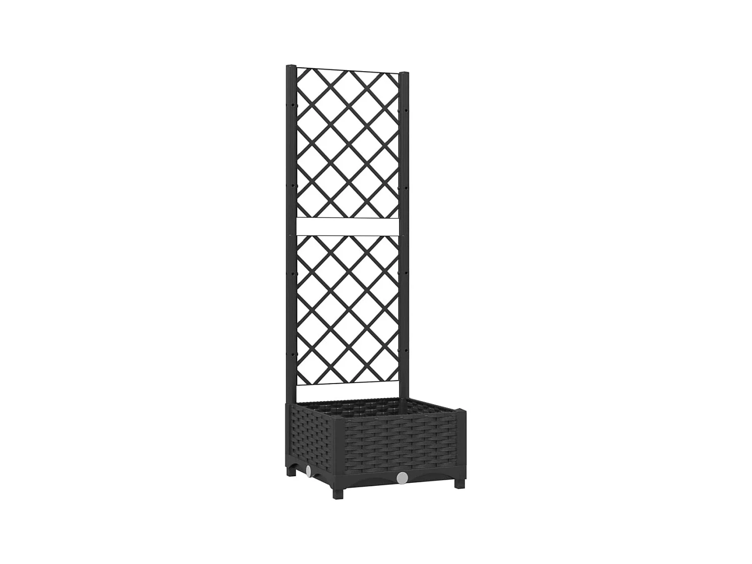 Fioriera aiuola rialzata vassoio piante fiori terrazza giardino con traliccio 40 x 40 x 121,5 cm PP nero 02_0038285