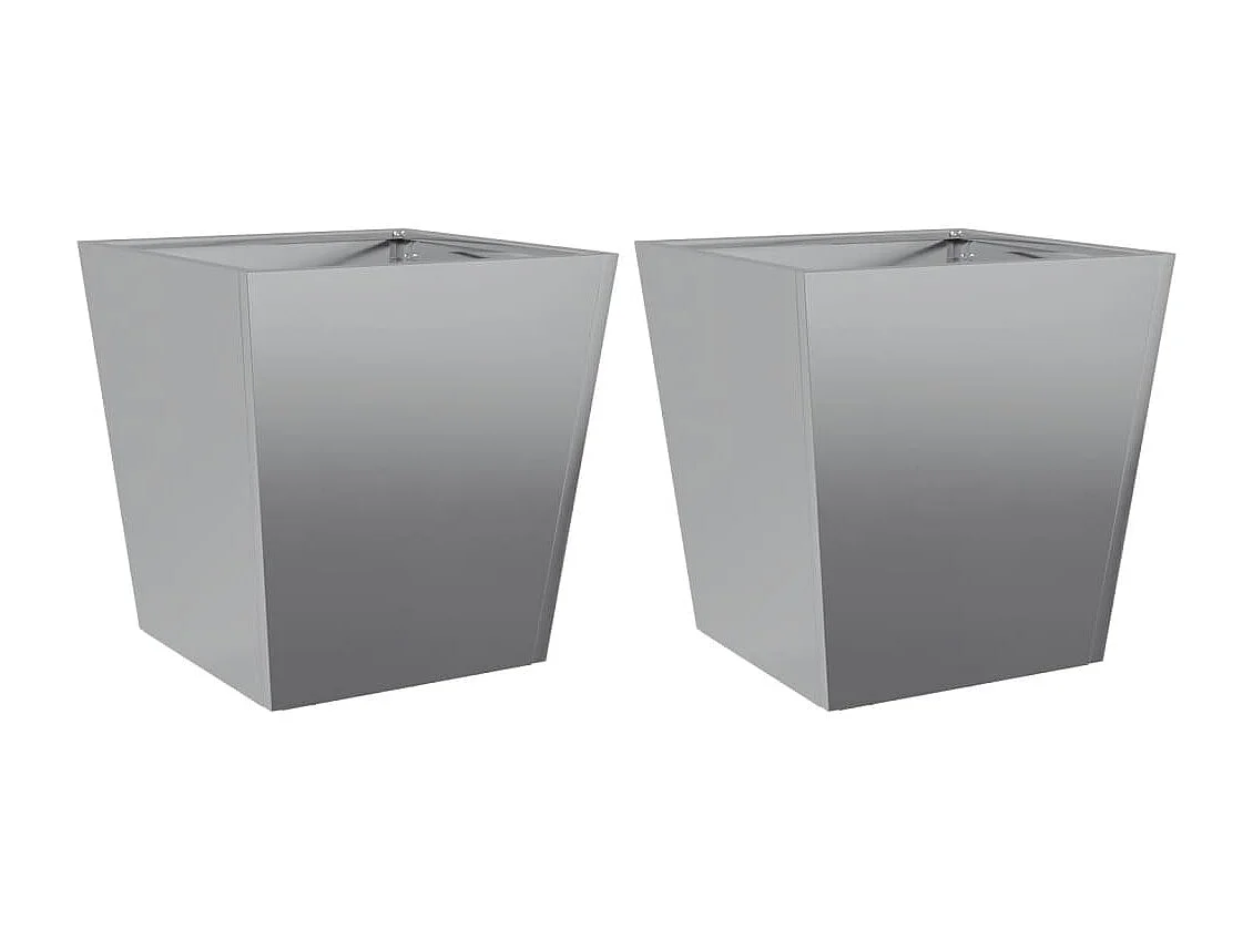 Vaso per fioriera aiuola rialzata piante fiori giardino terrazze set da 2 40 x 40 x 40 cm acciaio zincato grigio 02_0038957