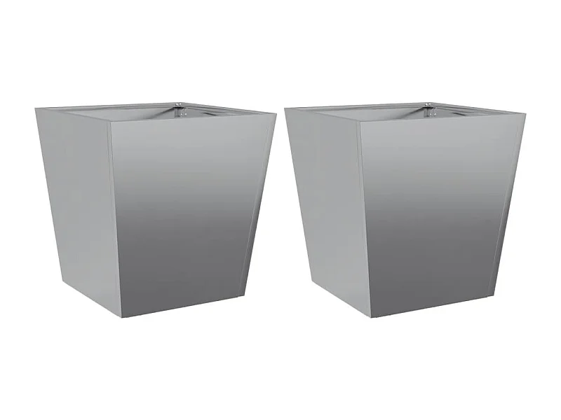 Macetero para bancal elevado plantas flores jardín terrazas juego de 2 40 x 40 x 40 cm acero galvanizado gris 02_0038957