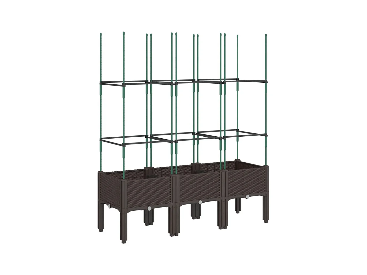Bandeja para plantar plantas com canteiro elevado flores terraço jardim com treliça 120 x 40 x 142,5 cm PP marrom 02_0038244