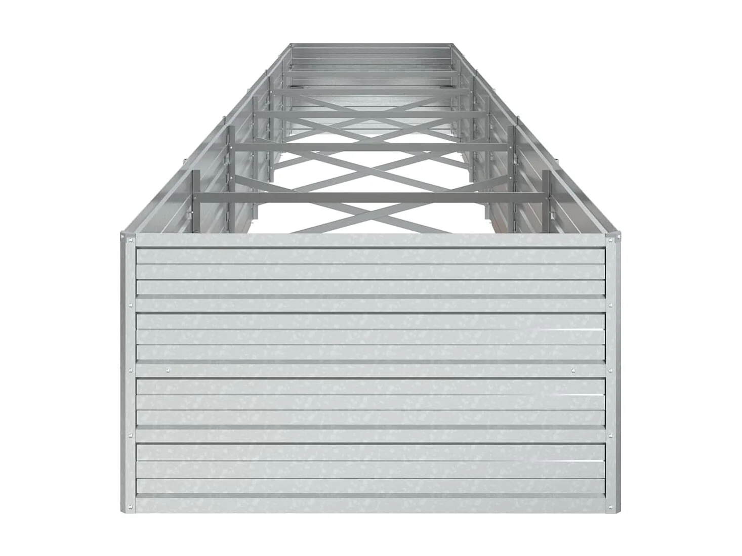 Macetero bancal elevado plantas flores terraza jardín jardín 480 x 80 x 45 cm acero galvanizado plateado Plata 02_0039452