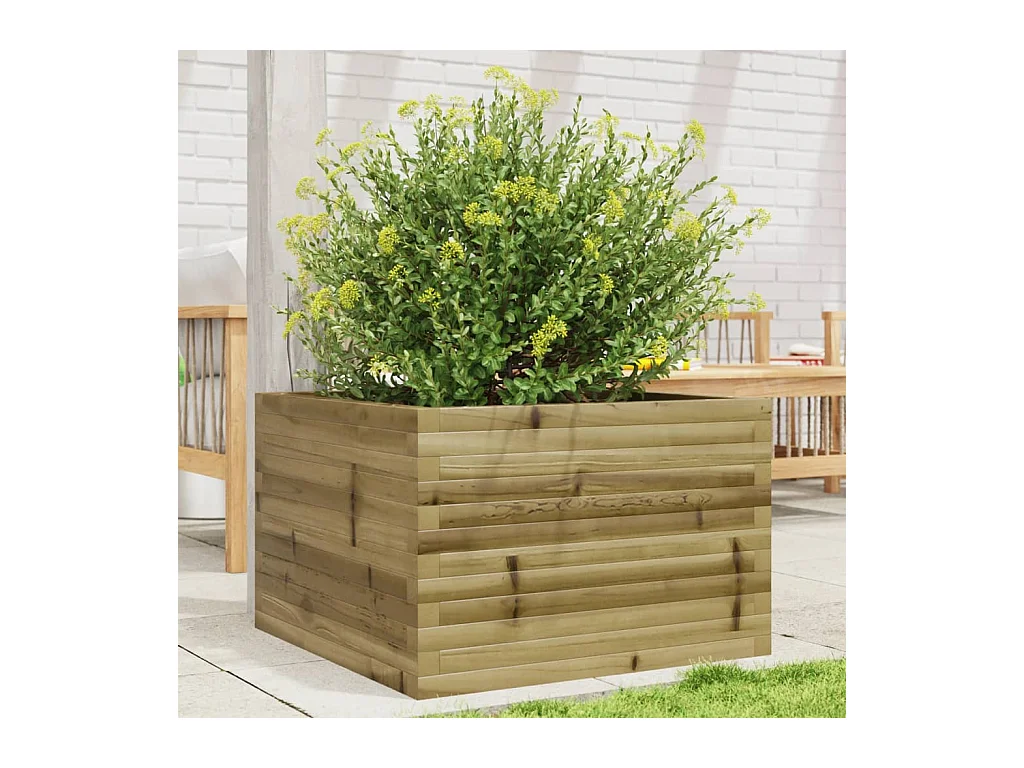 Jardinière bac lit surélevé bois marron 70 x 70 x 45.5 cm 02_0037813