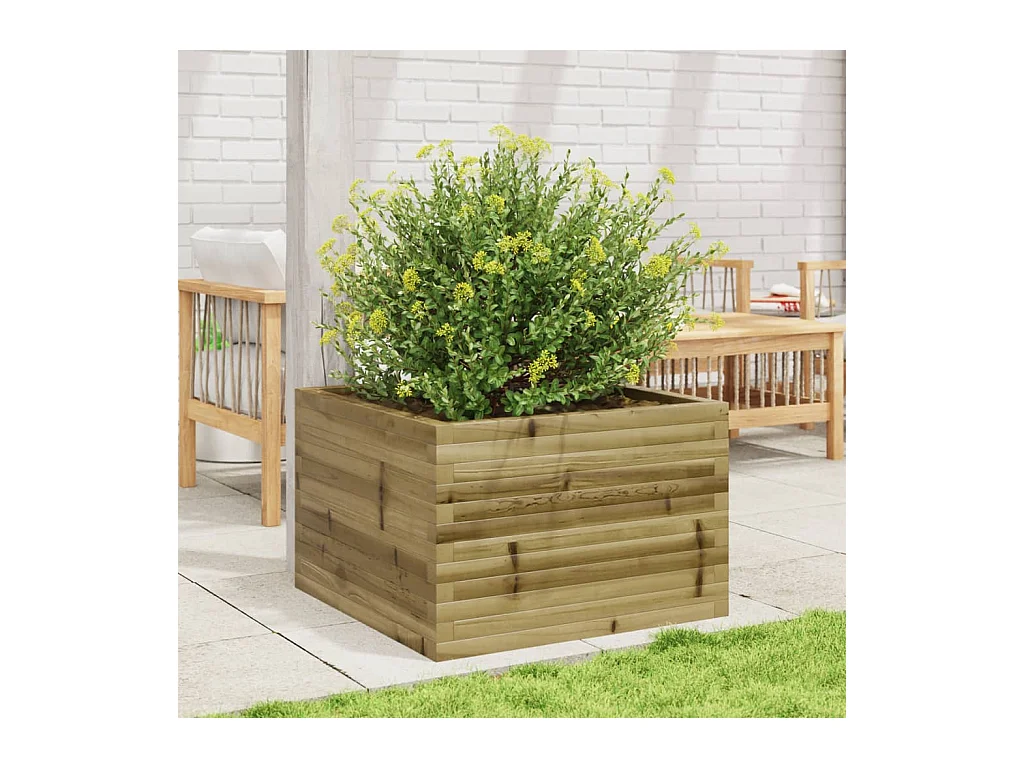 Jardinière bac lit surélevé bois marron 70 x 70 x 45.5 cm 02_0037813