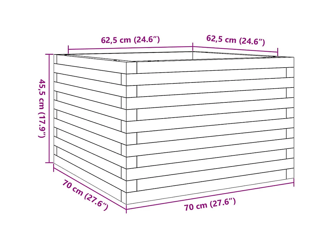 Jardinière bac lit surélevé bois marron 70 x 70 x 45.5 cm 02_0037813