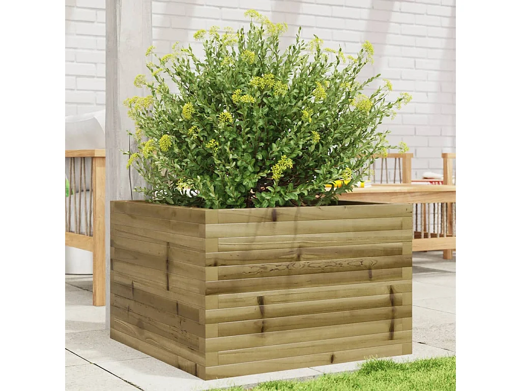 Vassoio per fioriera aiuola rialzata piante fiori terrazza giardino 70 x 70 x 45,5 cm legno di pino impregnato marrone 02_0037813