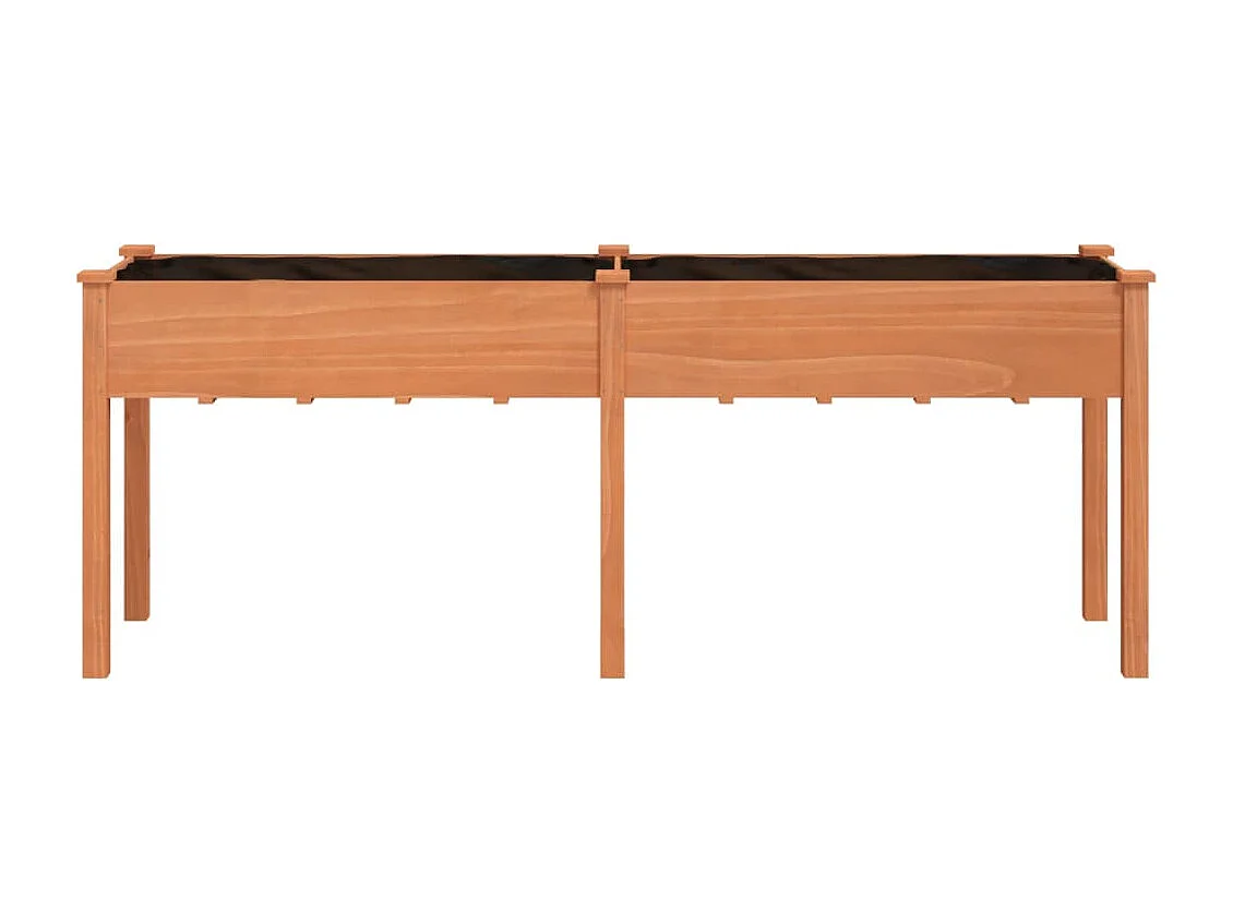 Macetero bancal elevado plantas flores terraza jardín con forro 203 x 53 x 76 cm madera maciza abeto marrón 02_0038129