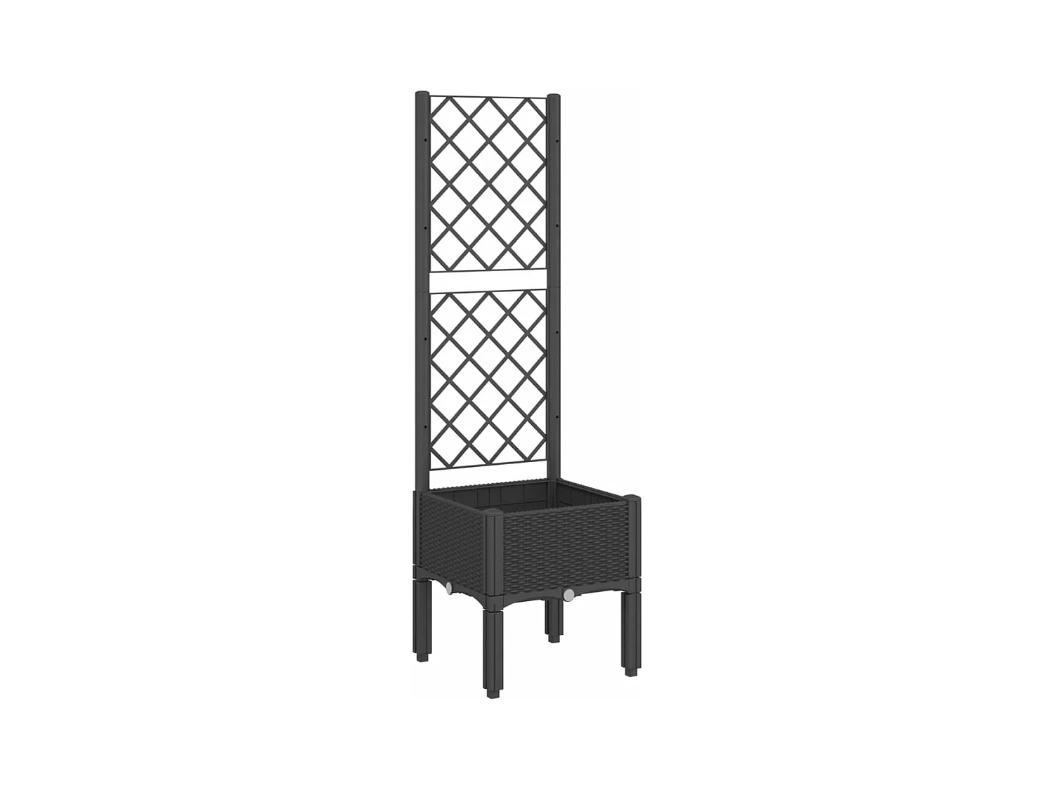 Fioriera aiuola rialzata vassoio piante fiori terrazza giardino con traliccio 40 x 40 x 142 cm PP nero 02_0038293