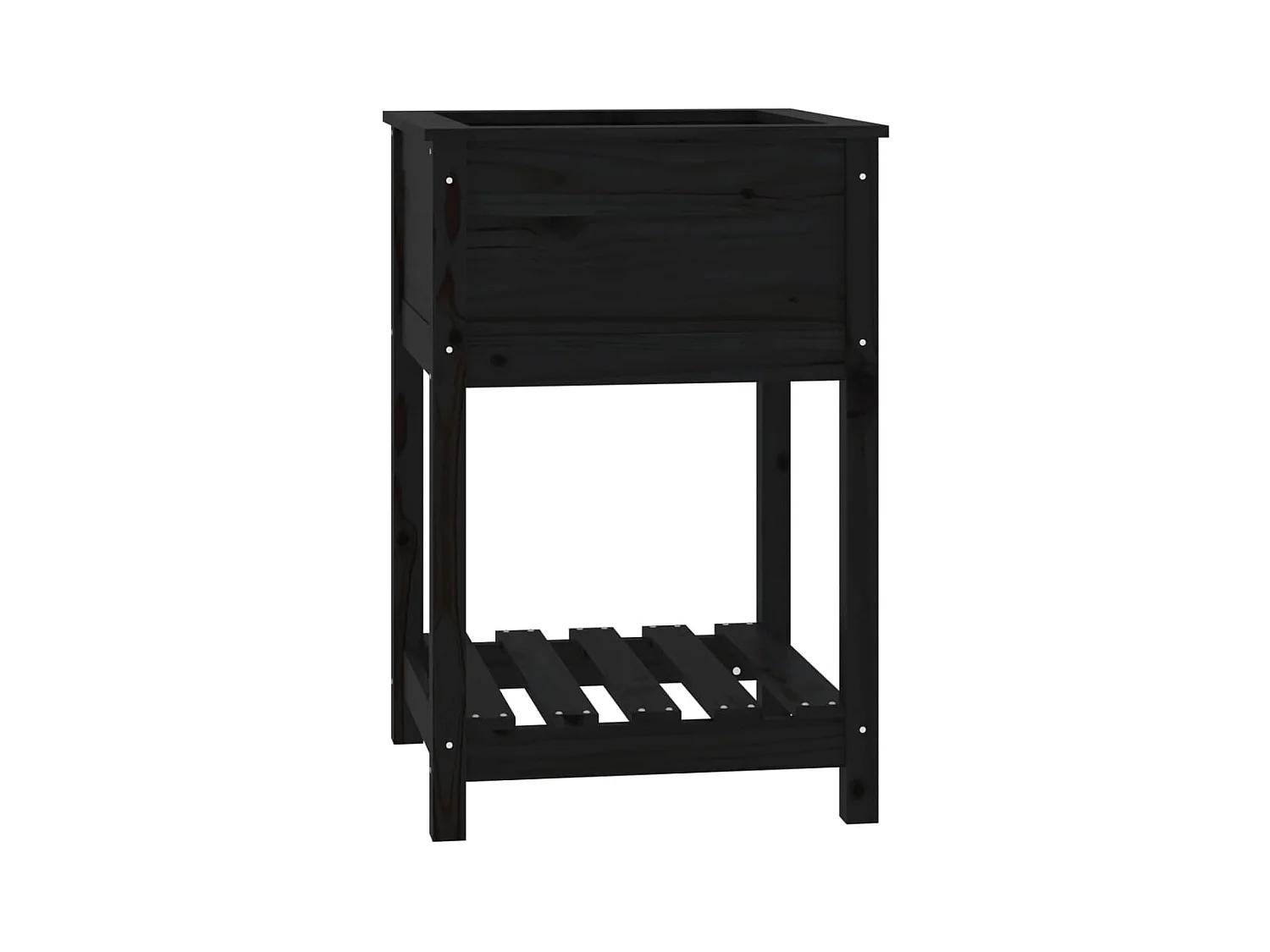 Vassoio per fioriera aiuola rialzata piante fiori terrazza giardino con ripiano 54 x 54 x 81 cm legno massello di pino nero 02_0038397