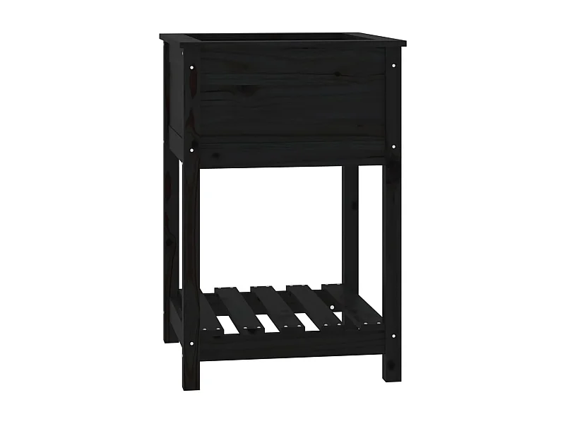 Macetero arriate elevado plantas flores terraza jardín con estante 54 x 54 x 81 cm madera maciza de pino negro 02_0038397