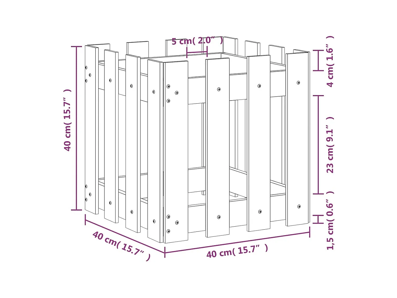 Jardinière bac lit surélevé blanche 40 x 40 x 40 cm 02_0038095