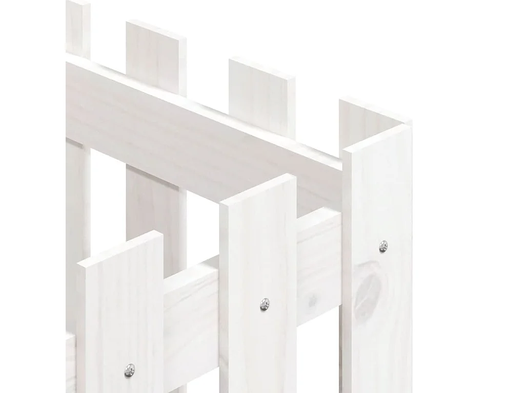 Macetero bancal elevado plantas flores terraza jardín con diseño de valla 40 x 40 x 40 cm pino macizo blanco 02_0038095