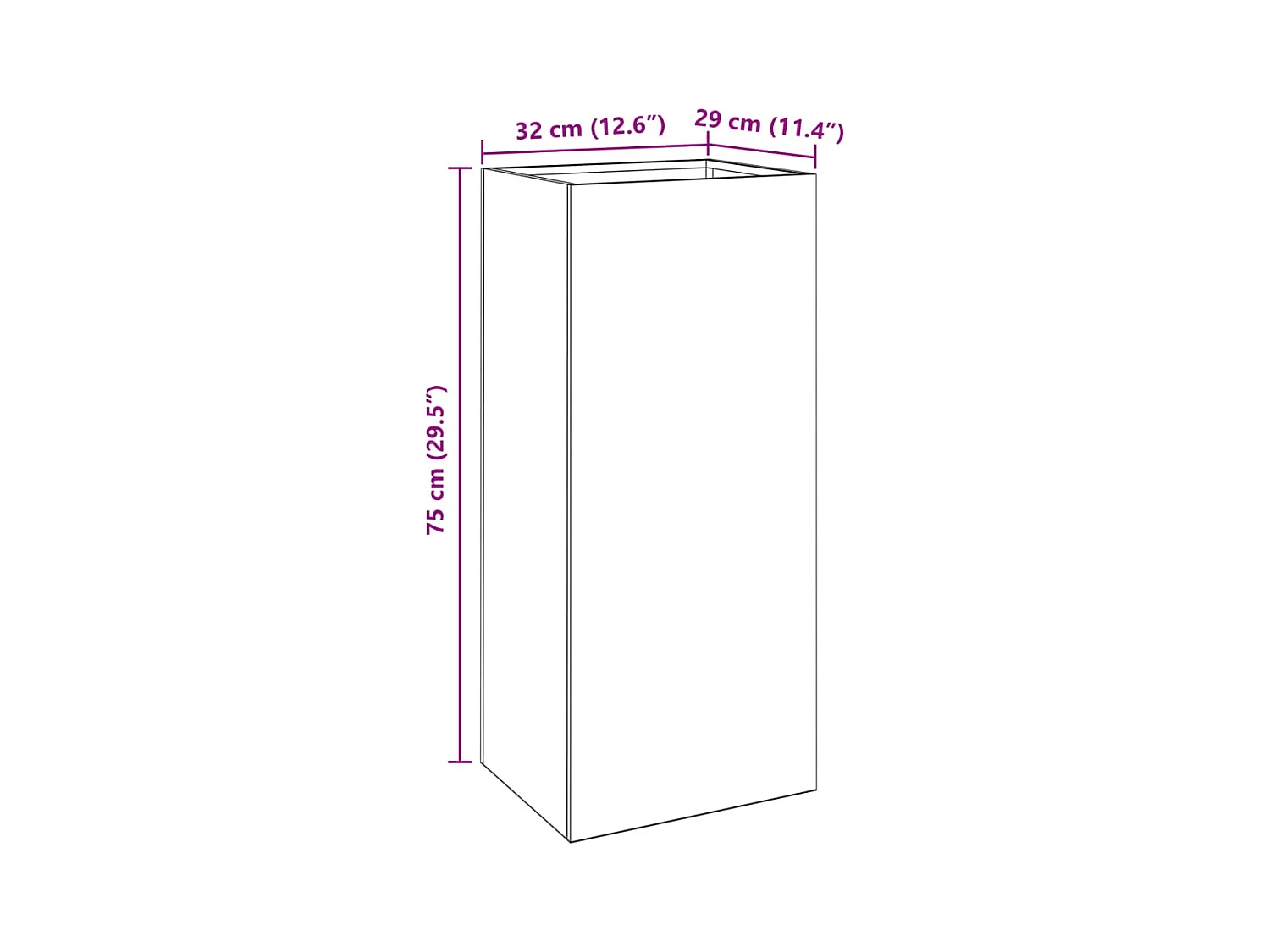 Fioriera aiuola rialzata vassoio piante fiori terrazza giardino 32 x 29 x 75 cm acciaio antracite 02_0037501