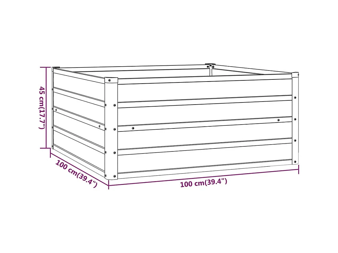 Jardinière bac lit surélevé marron 100 x 100 x 45 cm 02_0039856