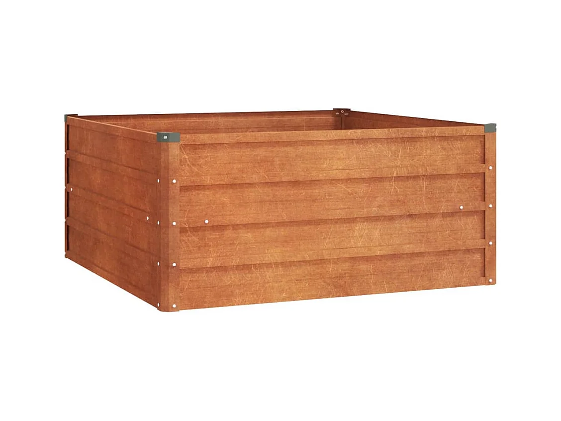 Vassoio per fioriera aiuola rialzata piante fiori terrazzo giardino ruggine 100 x 100 x 45 cm acciaio corten marrone 02_0039856