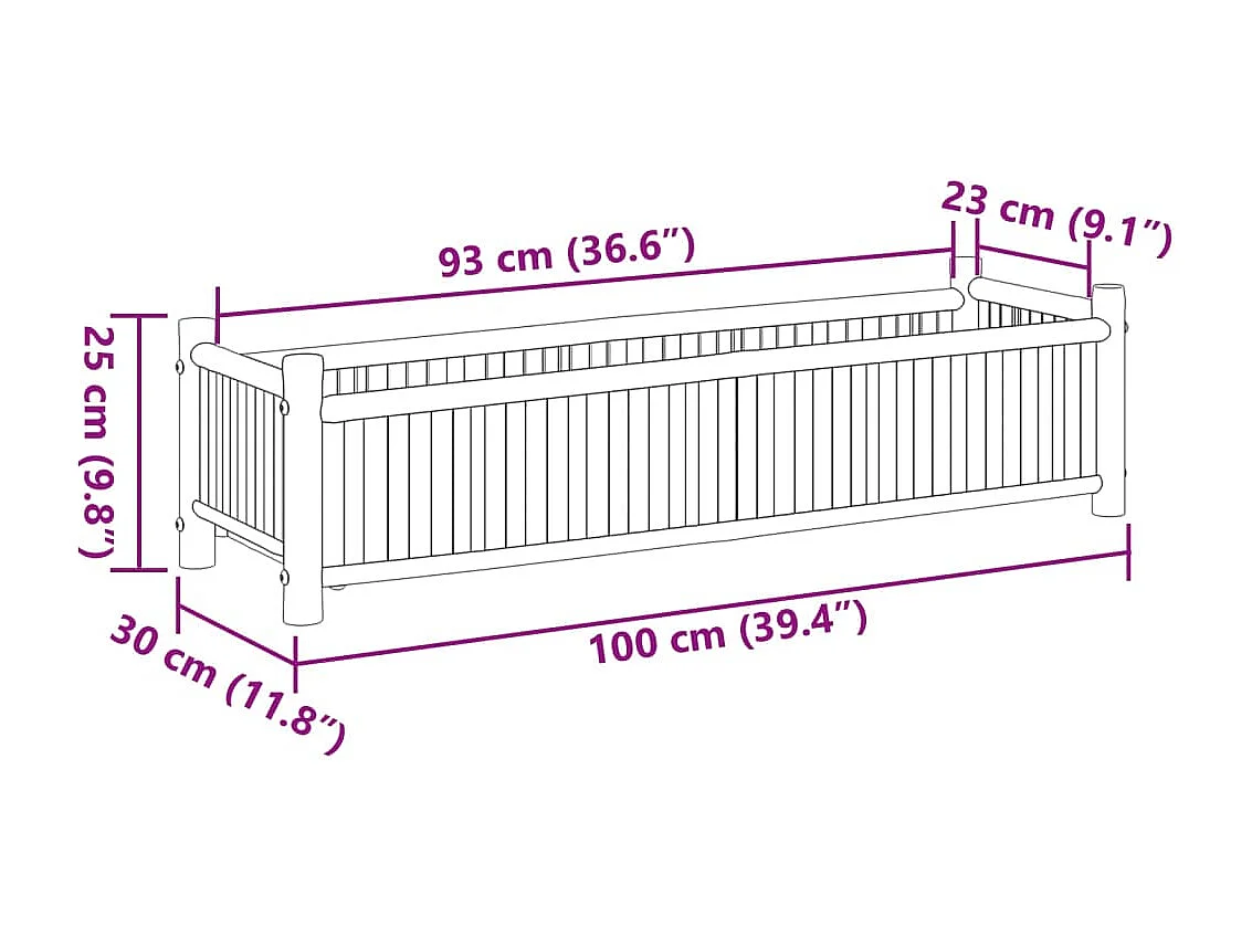 Jardinière bac lit surélevé bambou marron 100 x 40 x 150 cm 02_0037265