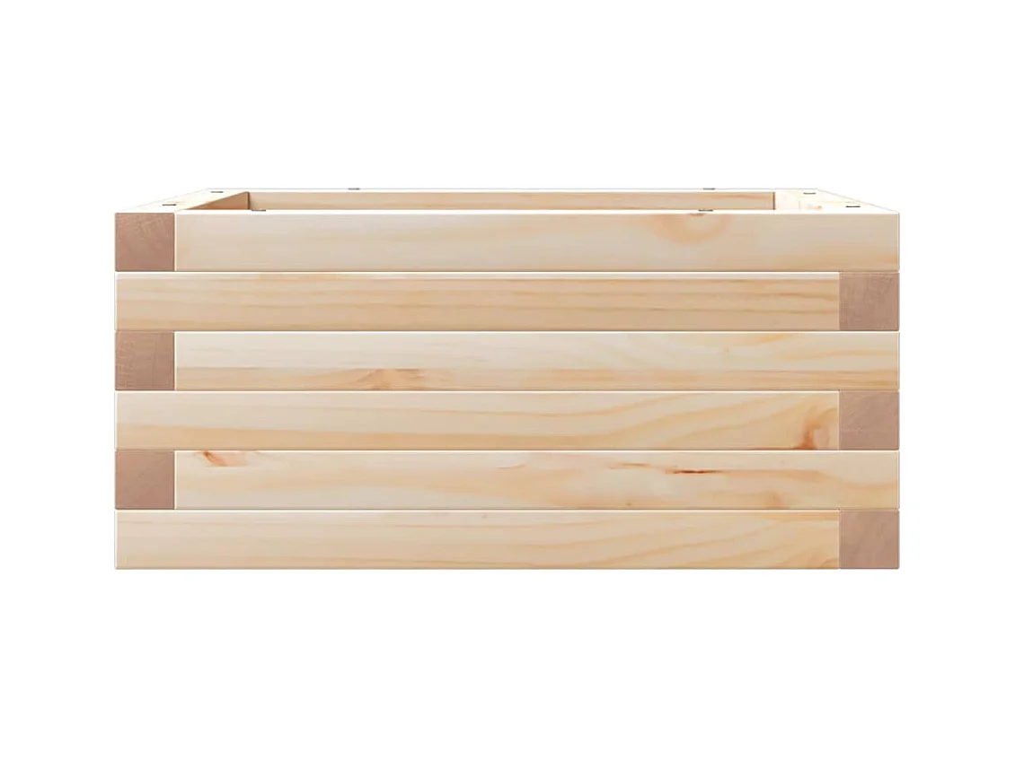 Macetero bancal elevado plantas flores terraza jardín 50 x 50 x 23 cm madera maciza de pino marrón 02_0037628