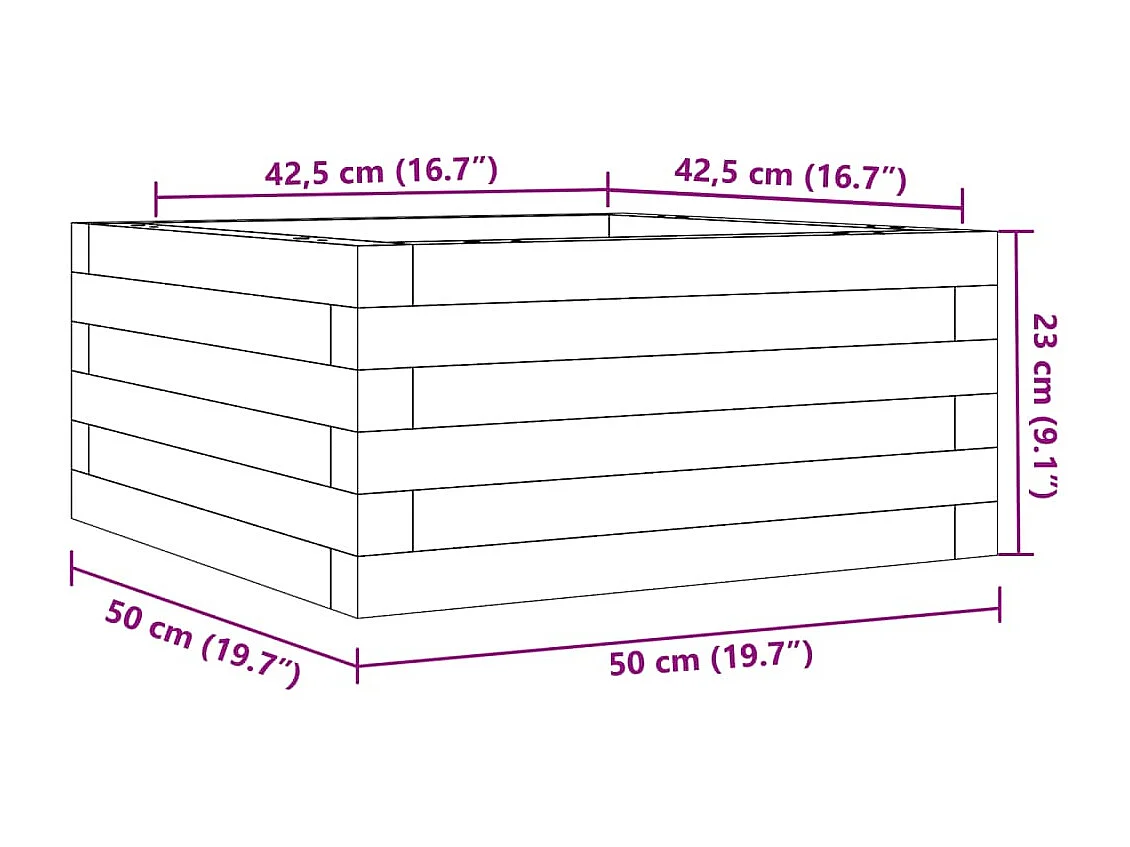 Jardinière bac lit surélevé bois marron 50 x 50 x 23 cm 02_0037628