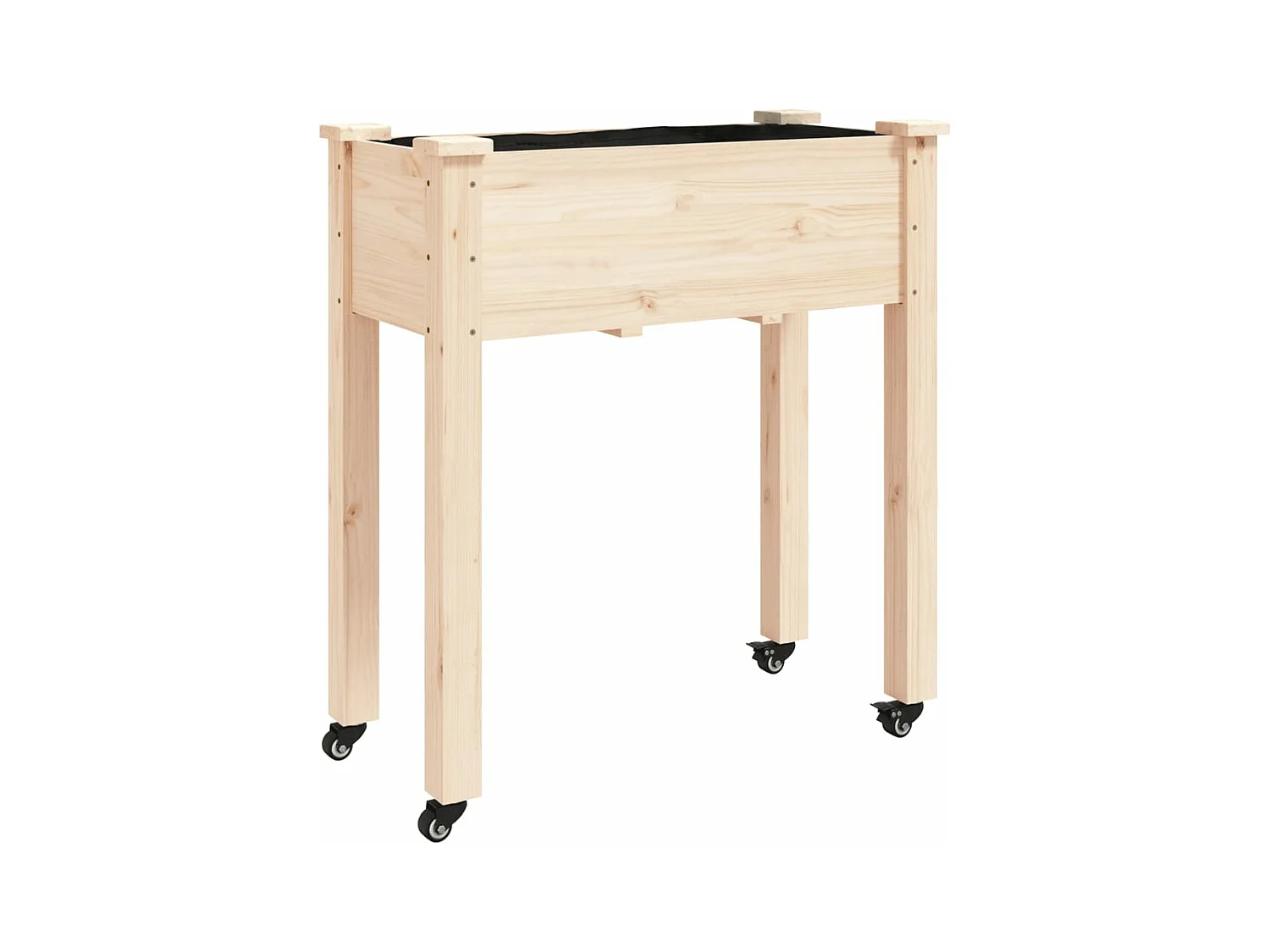 Portafioriera aiuola rialzata piante fiori terrazzo giardino su ruote con rivestimento 71 x 37 x 80 cm legno di abete marrone 02_0038727