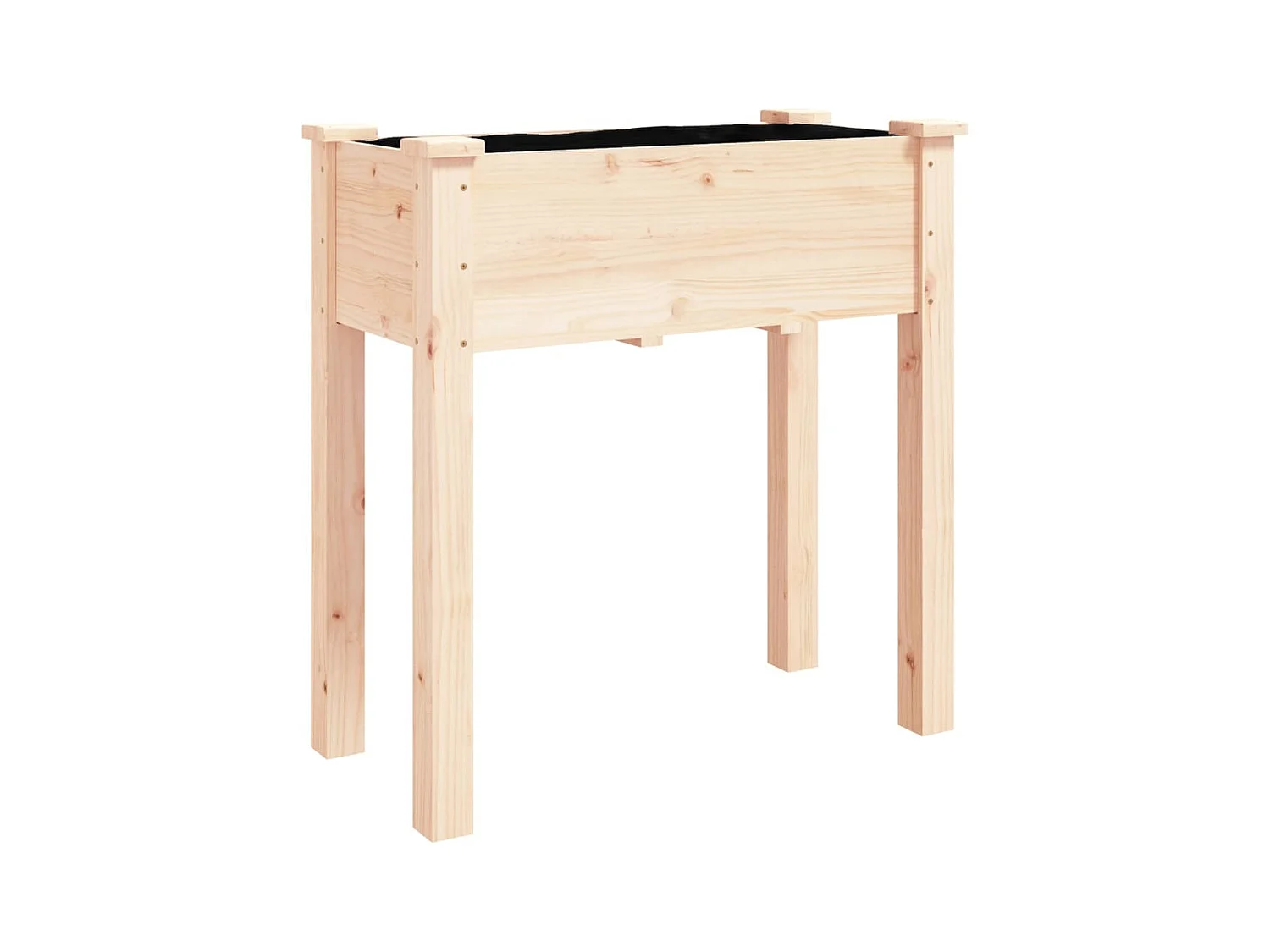 Portafioriera aiuola rialzata piante fiori terrazzo giardino su ruote con rivestimento 71 x 37 x 80 cm legno di abete marrone 02_0038727