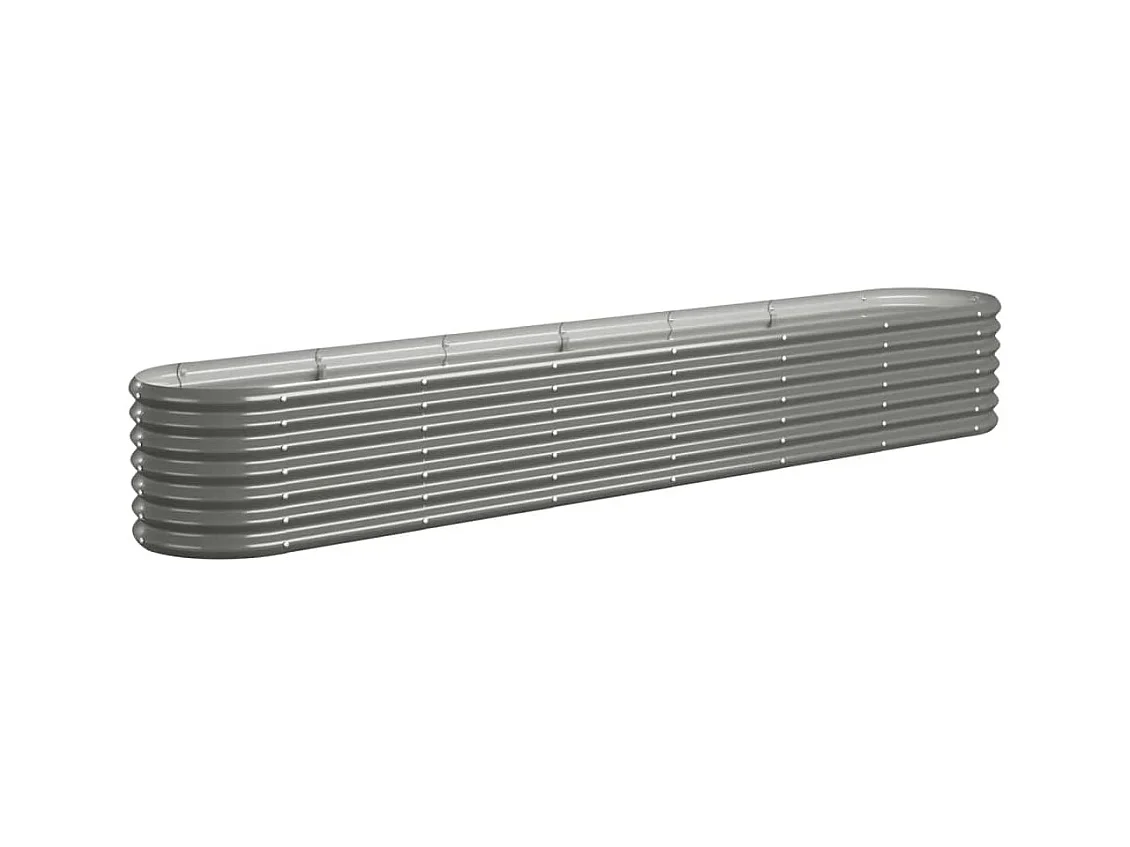 Bandeja para plantador canteiro elevado plantas flores terraço jardim jardim aço revestido a pó 260 x 40 x 36 cm cinza 02_0039616