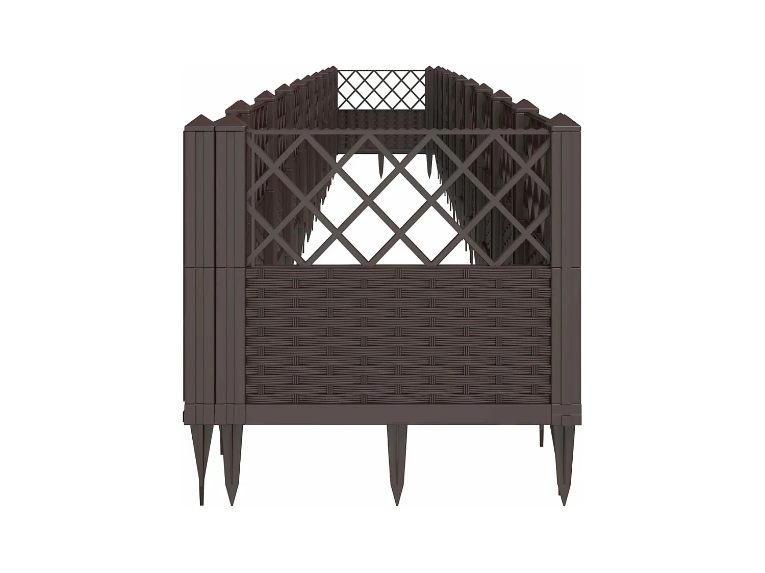 Bandeja para plantas canteiro elevado flores terraço jardim com estacas 363,5 x 43,5 x 43,5 cm PP marrom 02_0038195