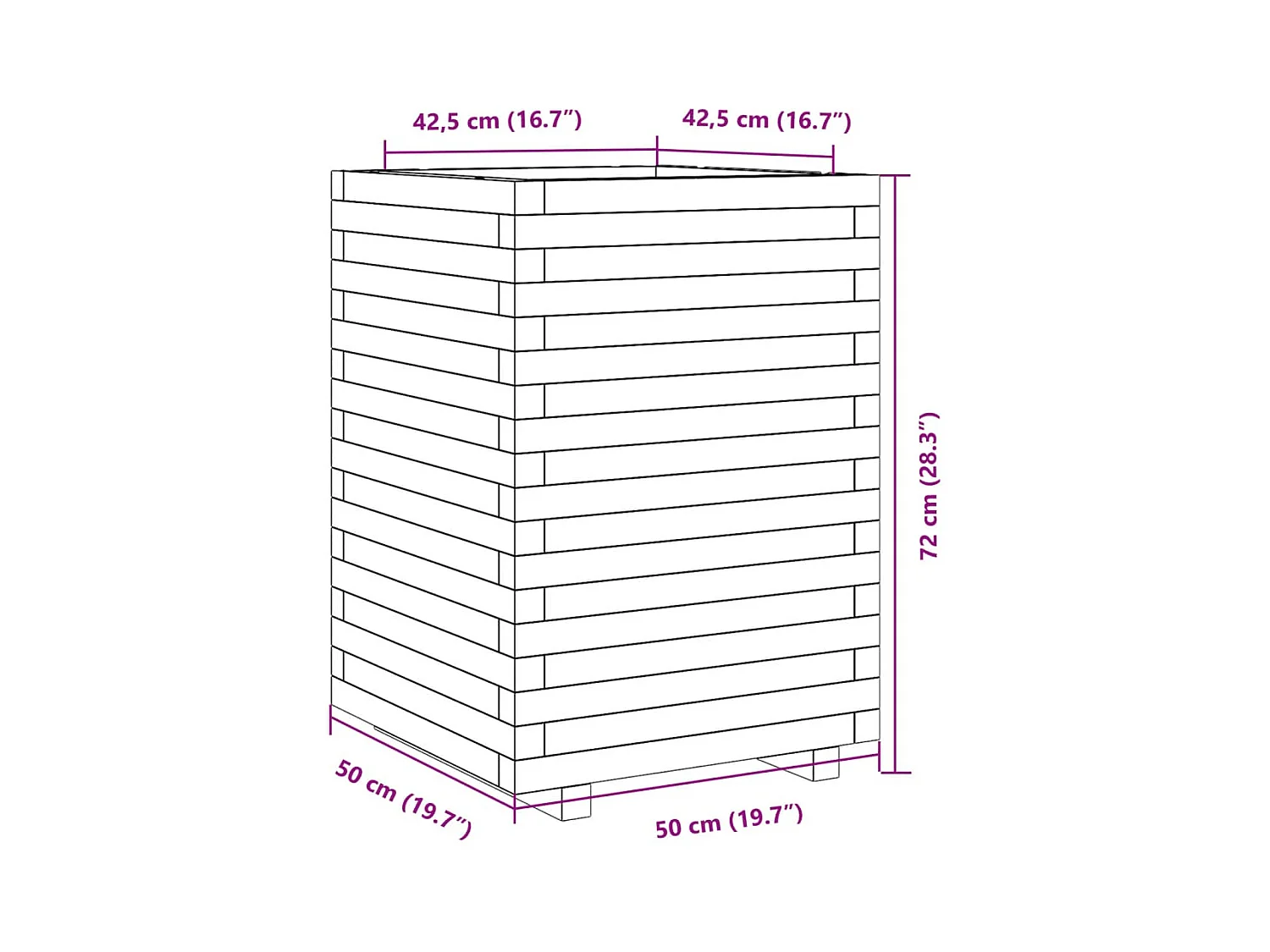Jardinière bac lit surélevé bois blanche 50 x 50 x 72 cm 02_0037677