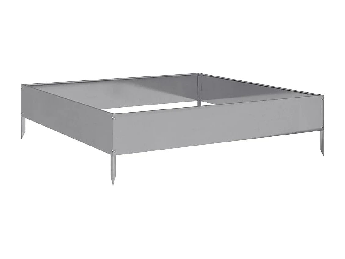 Jardinera elevada para plantas flores patio jardín 100 x 100 x 26 cm acero inoxidable color plata 02_0039276