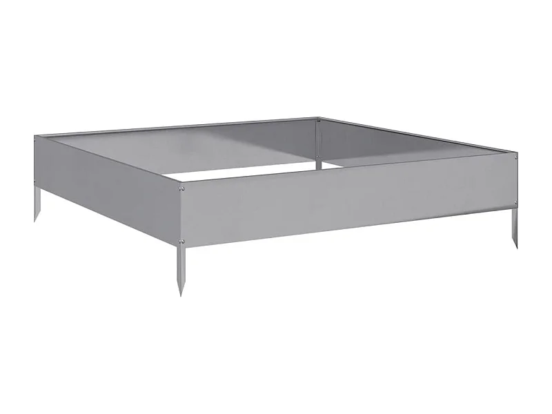 Macetero bancal elevado plantas flores terraza jardín jardín 100 x 100 x 26 cm acero inoxidable Plata 02_0039276